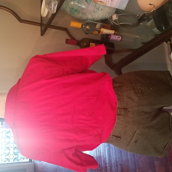 Venezia Red Button Front Stretch Shirt Short Sleeve Sz. 14/16 - Picture 6 of 7